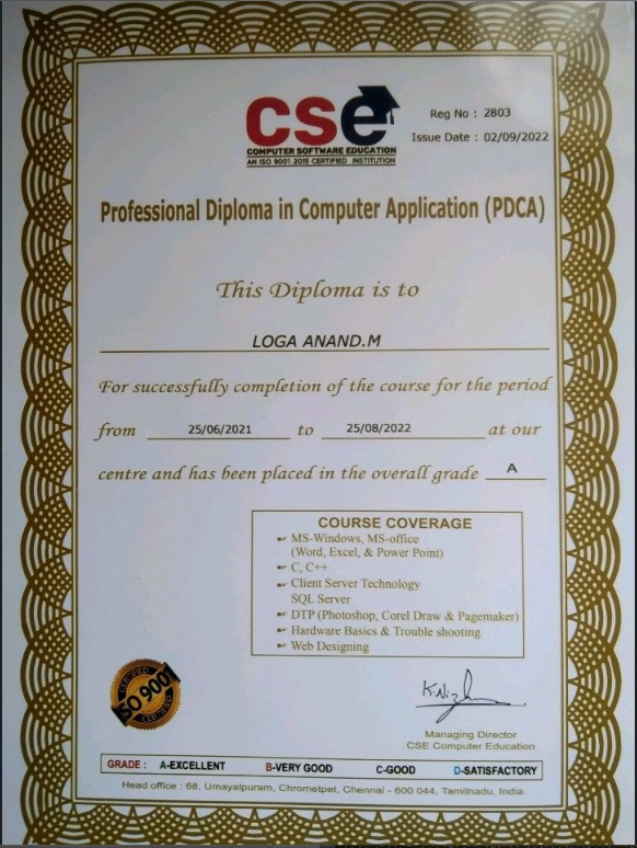 Professional Diploma Certification